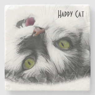 Happy Cat cool anpassbar Steinuntersetzer