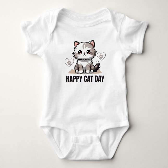 Happy Cat Day Baby T - Shirt (Vorderseite)