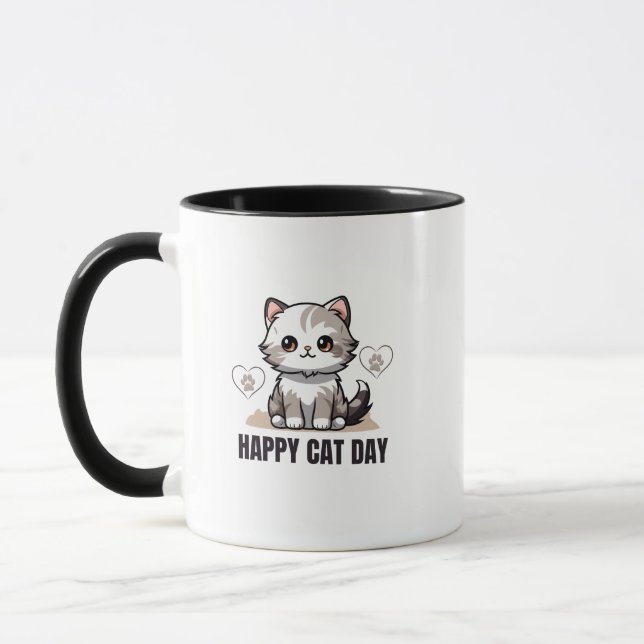 Happy Cat Day Celebration Tasse (Links)