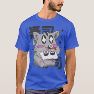 Happy Cat Eating Sushi Japan Style Kawaii Anime Su T-Shirt