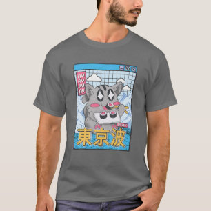 Happy Cat Eating Sushi Vaporwave Ästhetische Anime T-Shirt