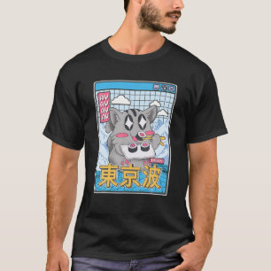 Happy Cat Eating Sushi Vaporwave Ästhetische Anime T-Shirt