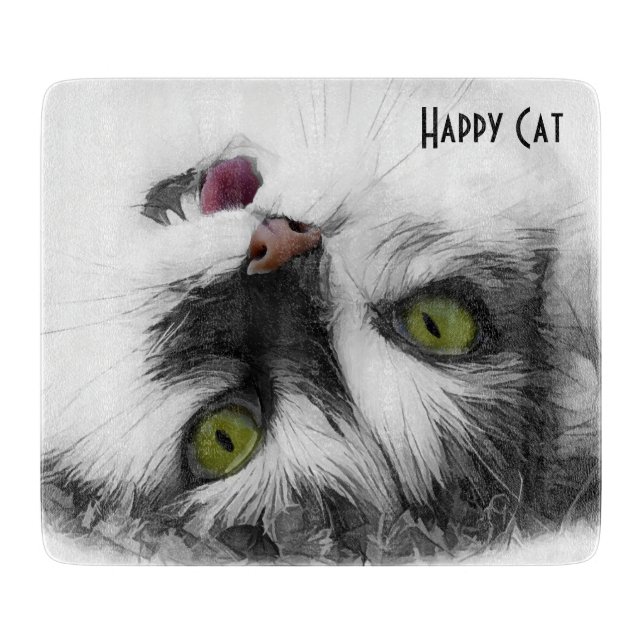 Happy Cat elegant anpassbar Schneidebrett (Vorderseite)
