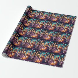 Happy Cat feiert Weihnachten ، Wrapping Paper Geschenkpapier