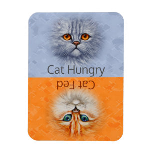 Happy Cat Gefüttert Sad Cat Hunger Magnet