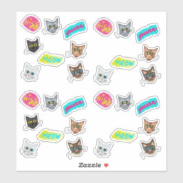 Happy Cat Heads Redux - mit Text Aufkleber