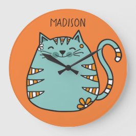 Happy Cat individuelle Name & Farb Wanduhr