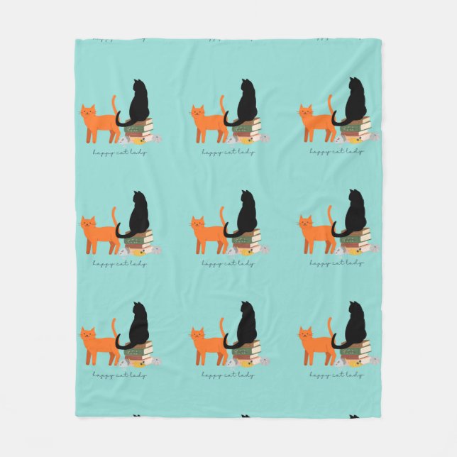 Happy Cat Lady Fleecedecke (Vorderseite)