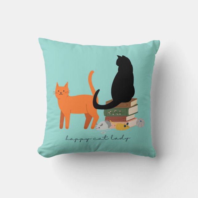 Happy Cat Lady Kissen (Vorderseite)