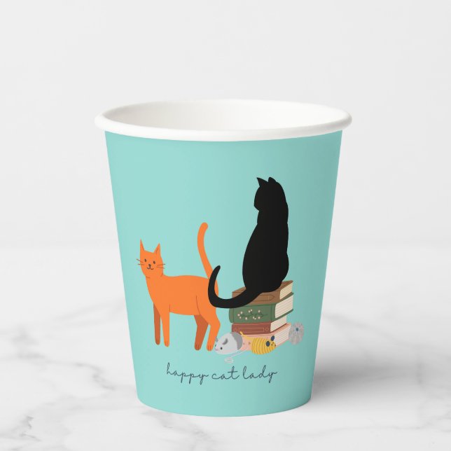 Happy Cat Lady Pappbecher (Vorderseite)