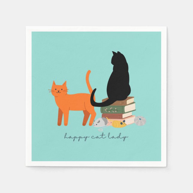 Happy Cat Lady Serviette (Vorderseite)