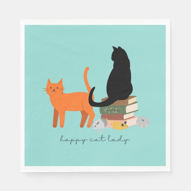 Happy Cat Lady Serviette (Vorderseite)