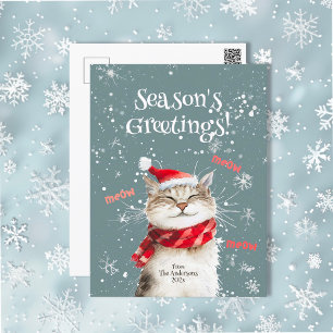 Happy Cat Meow Christmas Feiertagspostkarte