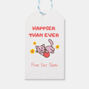 Happy Cat mit Blume Gift Tags Geschenkanhänger
