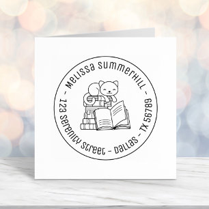 Happy Cat oben auf der Bücherrunde Adresse 1 Permastempel