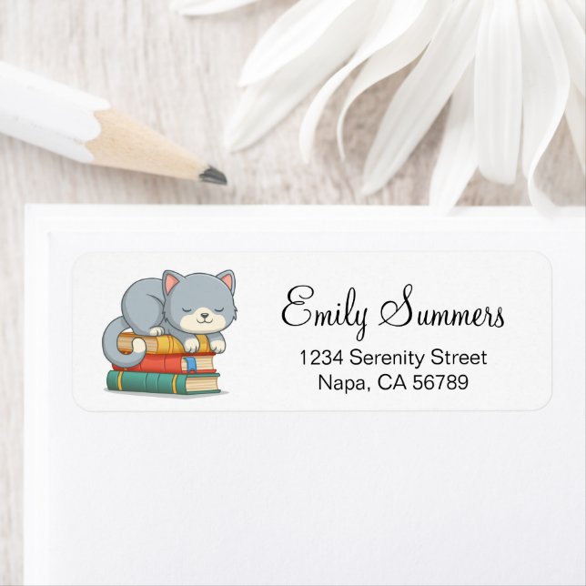 Happy Cat on top of a Book Stack (Insitu)