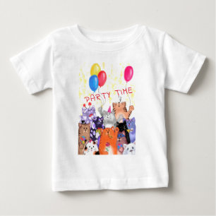Happy Cat Party Cartoon Zeichnend - Funny Baby T-shirt
