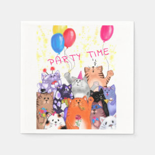 Happy Cat Party Napkins - Funny Painting Serviette