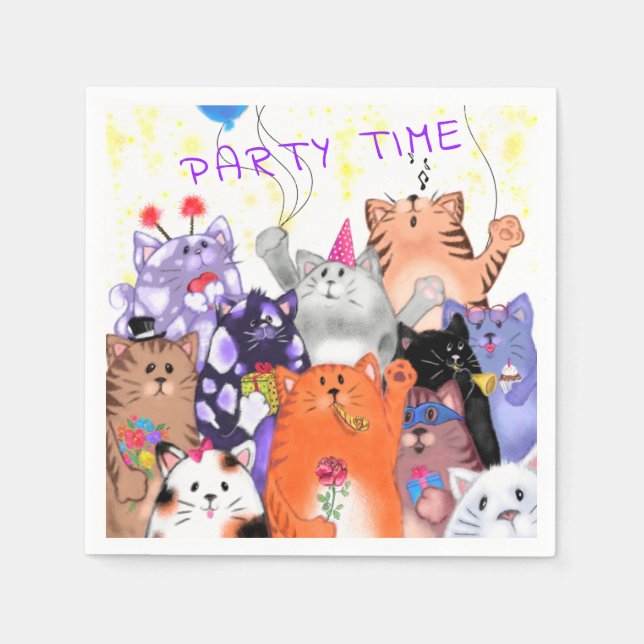 Happy Cat Party Napkins Serviette (Vorderseite)