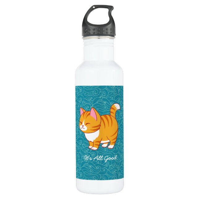 Happy Cat Personalisiert Edelstahlflasche (Vorderseite)
