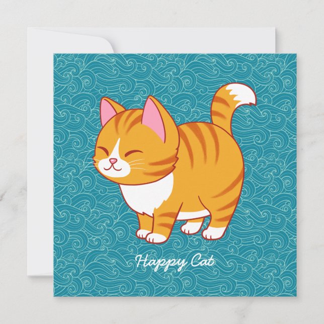 Happy Cat Personalisiert Einladung (Vorderseite)