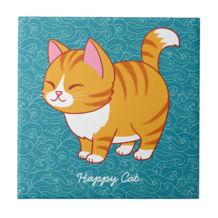 Happy Cat Personalisiert Fliese