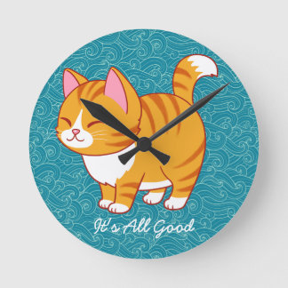 Happy Cat Personalisiert Runde Wanduhr