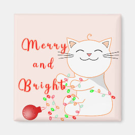Happy Cat Playing with LED Light | Niedliche Weihn Magnet