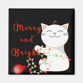 Happy Cat Playing with LED Light | Niedliche Weihn Magnet