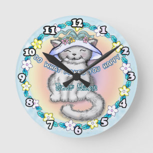 Happy Cat Runde Wanduhr