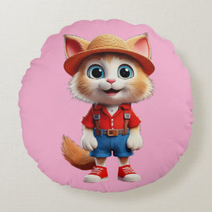 Happy Cat Rundes Kissen
