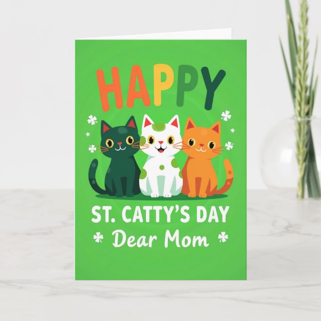 Happy Cat St Pattys Day Mom Card Karte (Vorderseite)