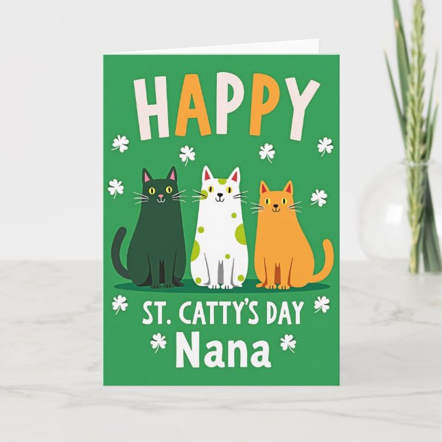 Happy Cat St Pattys Day Nana Card Karte (Vorderseite)