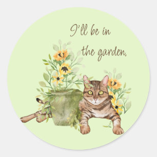 Happy Cat umgeben von Sonnenblumen Runder Aufkleber