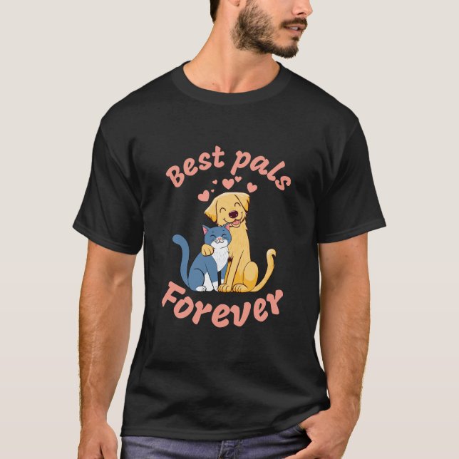 Happy Cat und Happy Hund. Beste Kumpels für immer. T-Shirt (Vorderseite)