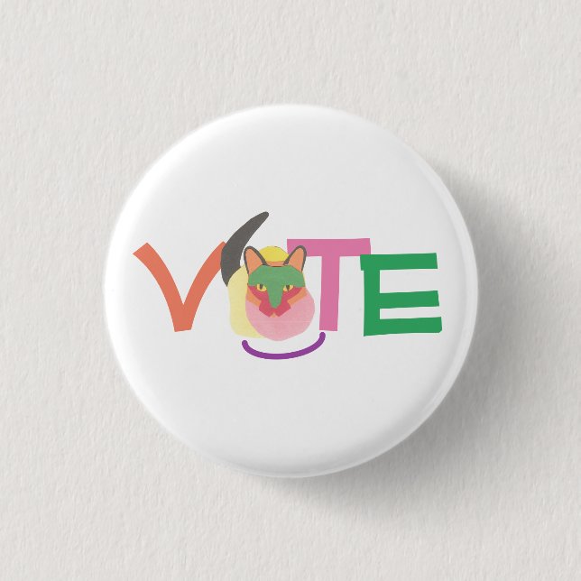 Happy Cat Vote GOTV Button (Vorderseite)
