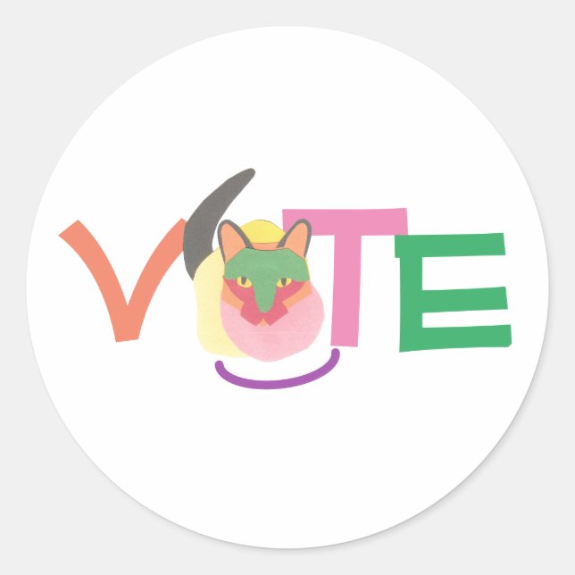 Happy Cat Vote GOTV Button Runder Aufkleber (Vorderseite)