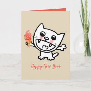 Happy Cat with Ice Cream Karte