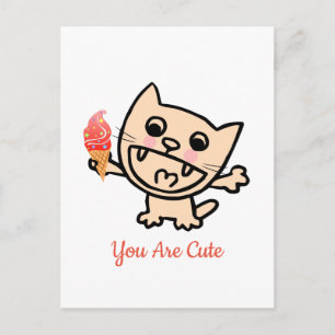 Happy Cat with Ice Cream Postkarte