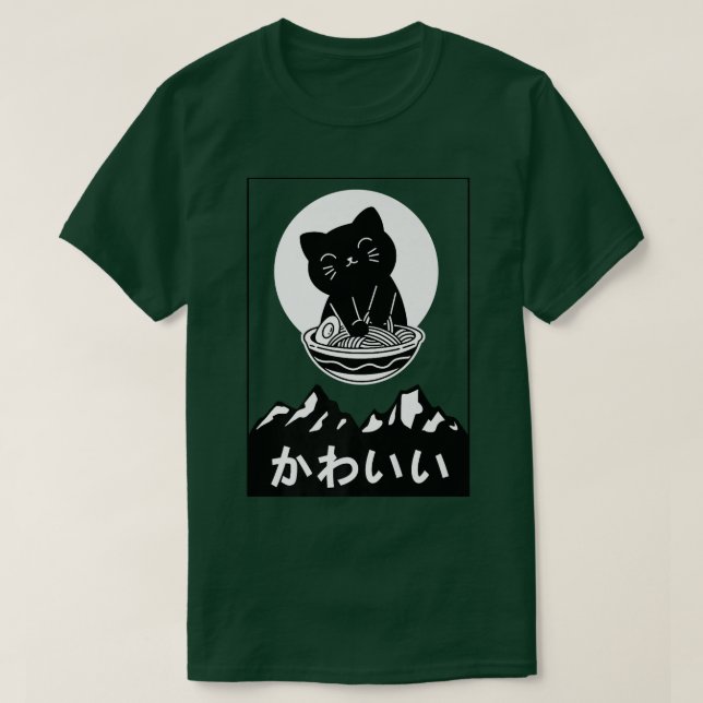 Happy Cat with Ramen  T-Shirt (Design vorne)