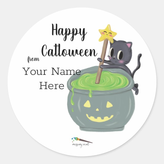 Happy Catloween | Halloween Cat Sticker (Vorderseite)