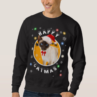 Happy Catmas Weihnachtskatze in Weihnachtsmannmütz Sweatshirt