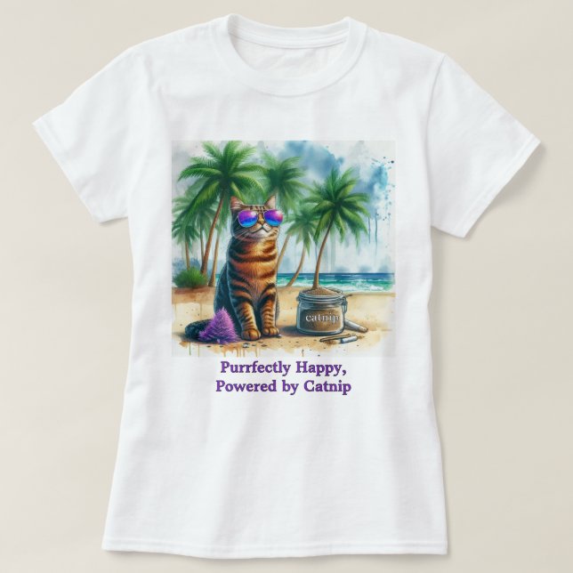Happy Catnip Cat Funny Cat Lovers T-Shirt (Design vorne)