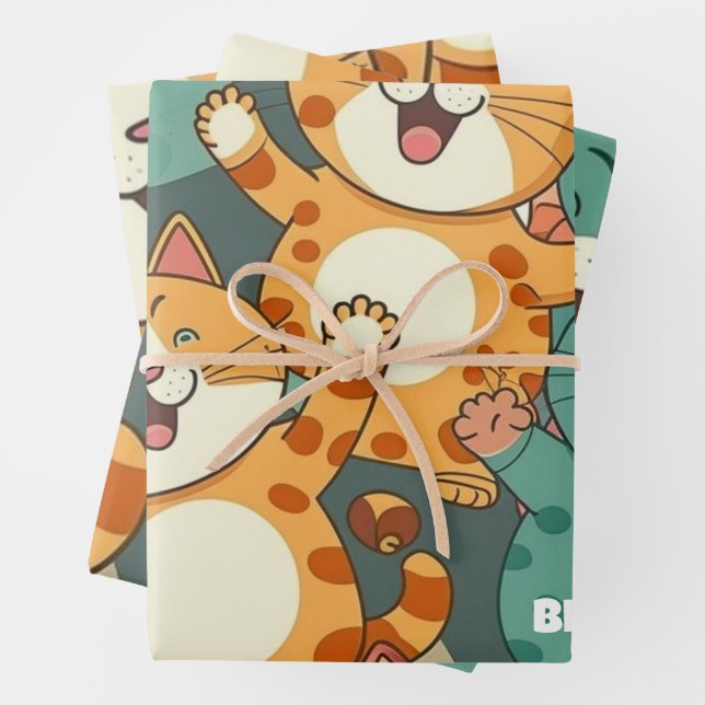 Happy Cats Birthday Wrapping Paper Geschenkpapier Set (Beispiel)