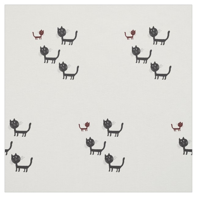 Happy Cats Lyhography Design Fabric Stoff (Muster)