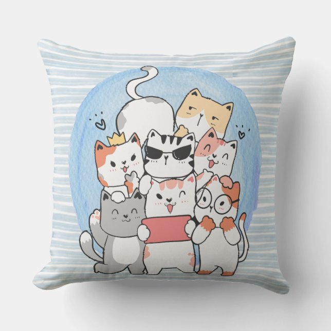 Happy Cats Throw Kissen (Vorderseite)