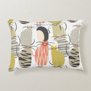 Happy Cats Whimsical Pattern Dekokissen
