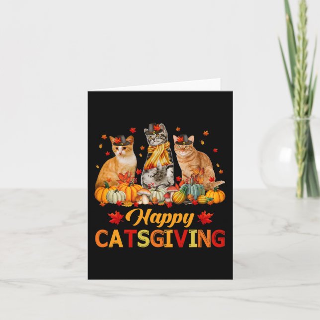 Happy Catsgiving Cat Lovers Herbst Herbst Vibes al Karte (Vorderseite)