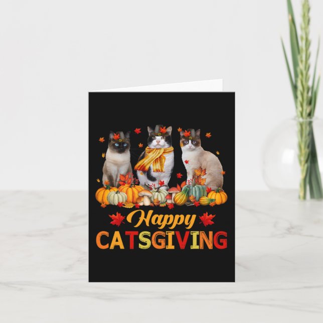 Happy Catsgiving Siamese Katze Herbst Fall Vibes T Karte (Vorderseite)