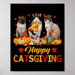 Happy Catsgiving Siamese Katze Herbst Fall Vibes T Poster